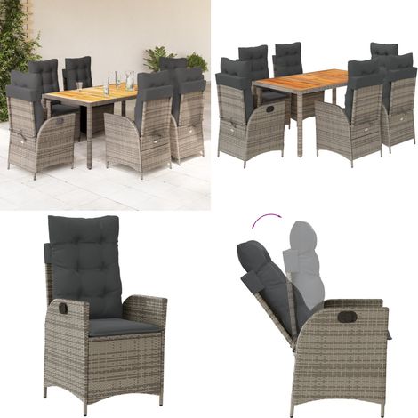 Ensemble à manger de jardin et coussins 7 pcs gris rotin - Chaise de jardin - Table de jardin (1/5)