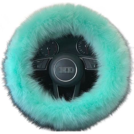 Plüschiger Lenkradbezug aus Kunstfell für Auto, LKW und SUV, weicher Fleece-Handbremshebelbezug, warmer grüner Autolenkradbezug (1/4)