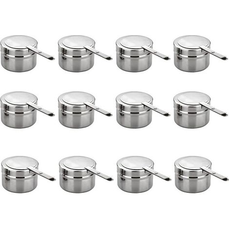 Set di 12 contenitori per combustibile in acciaio inox, con coperchio, ideali per fornelli, buffet e barbecue. (1/2)