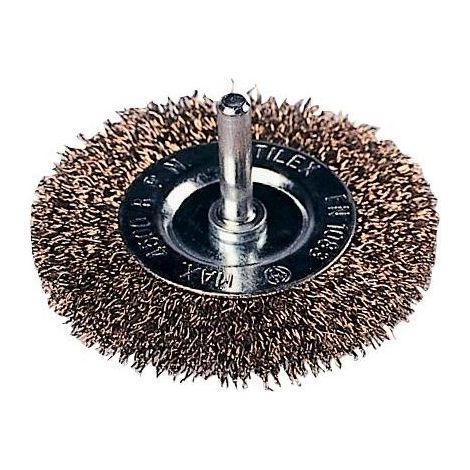 Spazzola a Disco per Trapano Filo acciaio 0,3 mm 75X10 mm Gambo 6 mm Maurer (1/2)