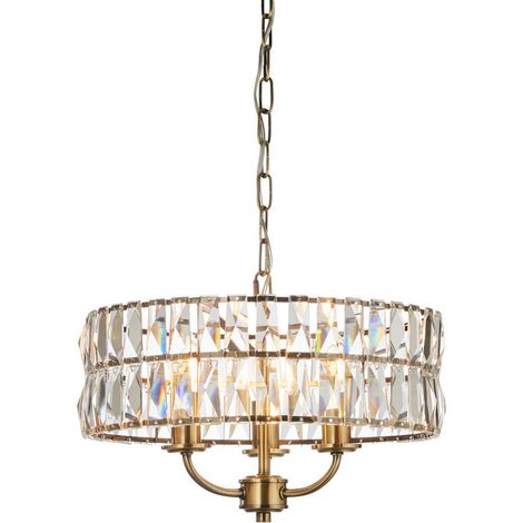 Endon Clifton Lampe suspendue à 3 bras multiples en laiton antique