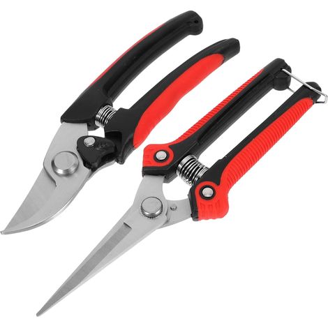 2pièces Lot De Ciseaux Sécateur De Jardin Pour Branches Ciseaux à Fleurs Acier Inoxydable Épais Outils De Floraux (1/5)