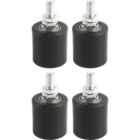 Lot de 4 rouleaux de guidage pour portail coulissant, 5,1 cm en nylon avec roulement 6201 pour balcon, chambre, salle de bain, magasin, industrie (noir) (1/5)