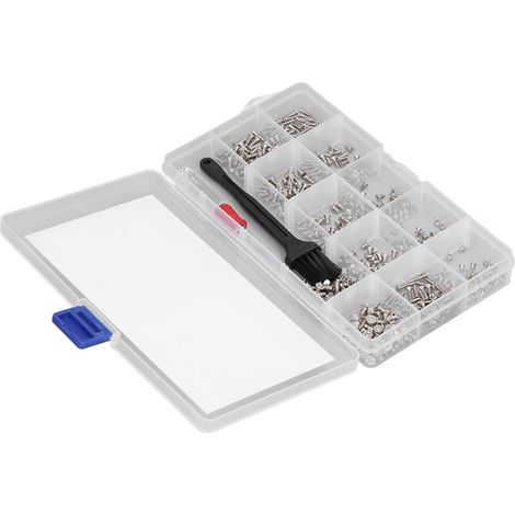 600-teiliges Computerschrauben-Sortiment, Mikro-Flachkopf M2 M2.5 M3 mit Schraubendreherbürste (Silber) (1/5)