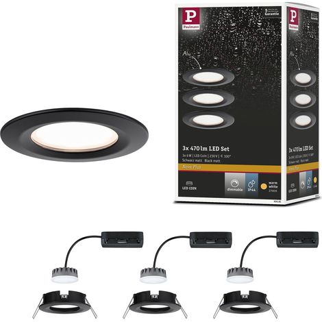 Nova Plus LED spots encastrés incl. Coin kit de base fixe IP44 rund 78mm 3x6W 230V gradable 2700K Noir mat Spot projecteurs encastrés (1/5)
