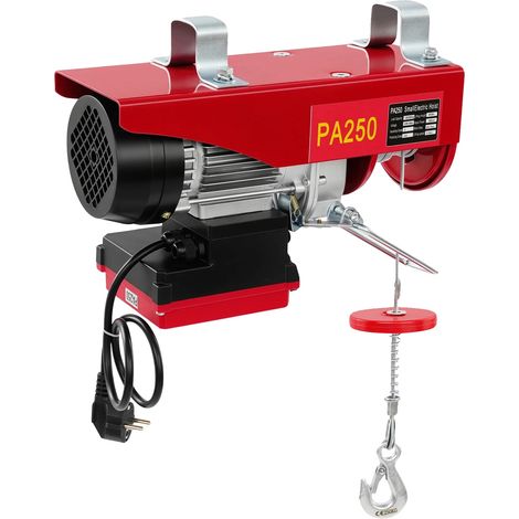 Treuil Électrique, Capacité de Levage de 250kg, Télécommande Sans Fil, Rouge (1/2)