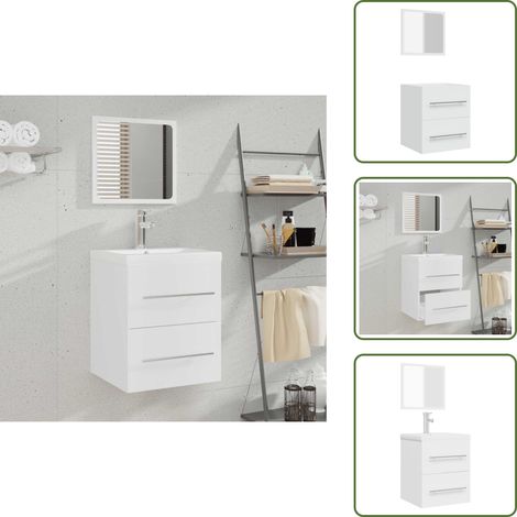 The Living Store Mobile da Bagno con Specchio Bianco 41x38,5x48 cm - Specchio da bagno