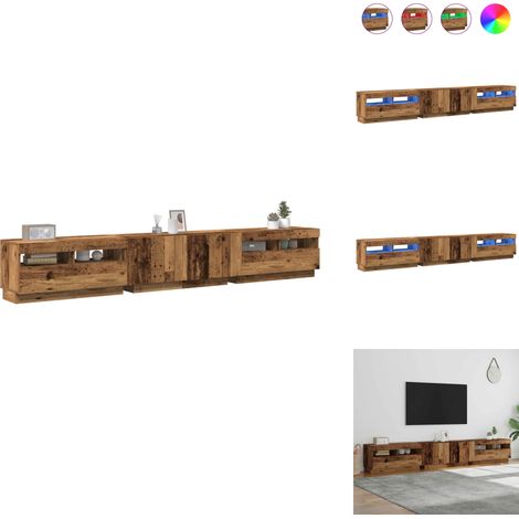 TV-Schrank mit LED-Leuchten Altholz-Optik 260x35x40 cm - TV-Schrank - TV-Schränke - TV-Ständer - TV-Sideboard (1/5)