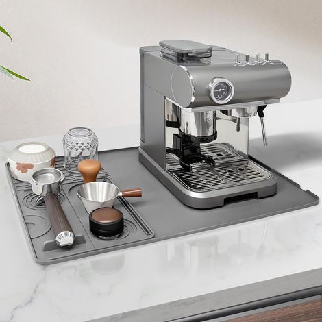 58x40cm Tapis pour Machine Café, Tapis Cuisine en Silicone, Gris (1/5)