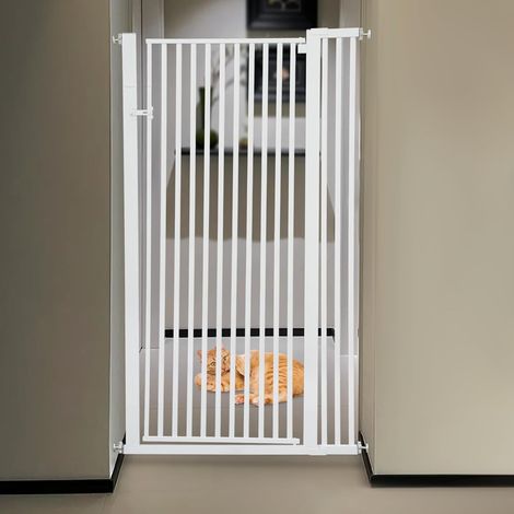 140 cm de haut - Barrière de protection pour chien - Sans perçage - Avec double serrure - Ouverture des deux côtés - Pour porte, couloir, escalier et balcon - Pour escalier/portes de 90 à 97 cm (1/5)