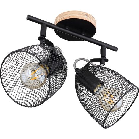 Plafoniera faretto da soffitto faretto faretto con binario in rete metallica plafoniere soggiorno, 2x prese E27, LxLxP: 26x13x27 cm (1/5)
