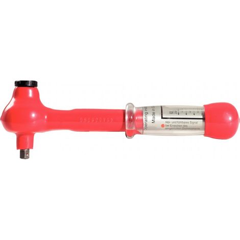 Mini-clé dynamométrique 3/8&quot avec revêtement isolant et cliquet réversible, 5-25 Nm (1/3)