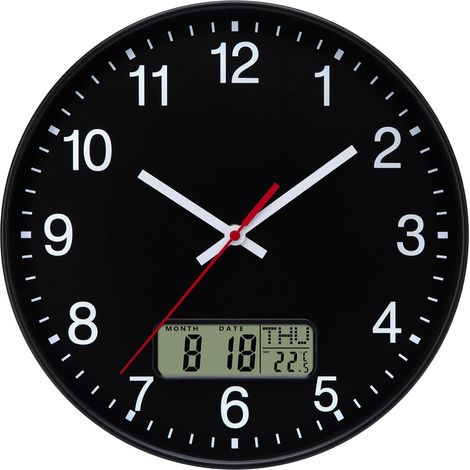 Horloge Murale Silencieuse avec Température, Date et Jour Pendule Murale à Quartz Moderne sans Tic-Tac pour Salon Chambre Bureau Cuisine 30cm (1/5)