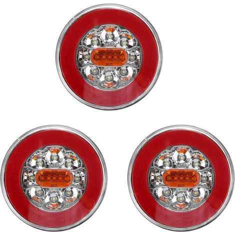 Convient pour les feux arrière ronds à LED 4 en 1 de camion, clignotant arrière dynamique et feu de freinage 12-24V, convient aux remorques, camions et camping-cars. (1/5)