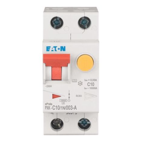 Disjoncteur différentiel magnéto-thermique Eaton 10A 1P+N, sensibilité 30mA Type C, Eaton Moeller ( Prix pour 1 )