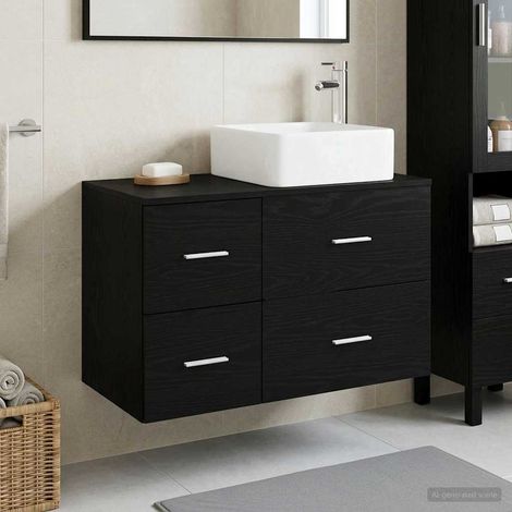 vidaXL Bathroom Furniture Set 2 pcs Black Oak Engineered Wood (1/5)