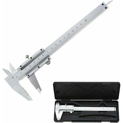 Pied à Coulisse, 150mm / 0.02mm Pied à Coulisse Vernier Analogique en Acier Inoxydable, Haute Précision Outil Micromètre avec Mesure en Profondeur, Intérieur et Extérieur Professionnel-INHHUB