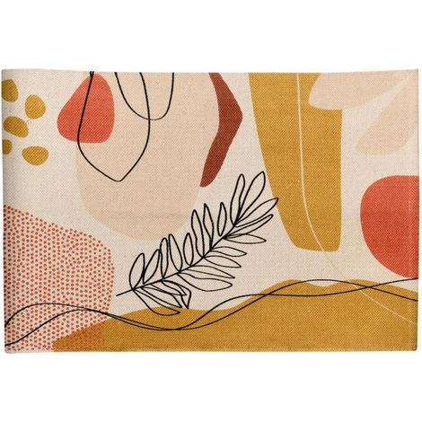 Tapis de Cuisine Rectangulaire en Coton 640g/m² Imprimé Abstrait Multicolore 60 x 90 cm - PANGIVO (1/2)