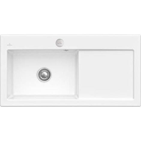 Évier encastré SUBWAY 60 XL FLAT 965 x 475 mm avec bonde excentrée, blanc neige