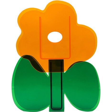Vase décoratif en acrylique – Fleur orange avec feuilles vertes – Décoration nordique moderne pour intérieur (1/5)