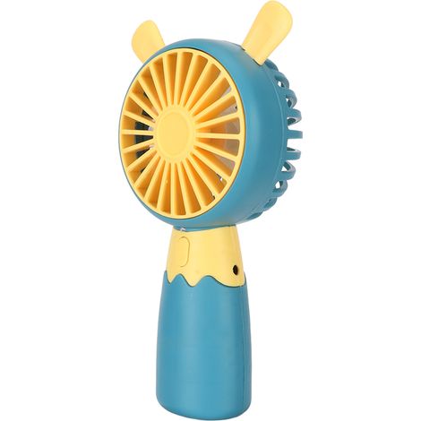 Mini ventilateur portable rechargeable USB, forme mignonne ergonomique, bleu, pour homme femme enfant, utilisation extérieure, main légère. (1/5)
