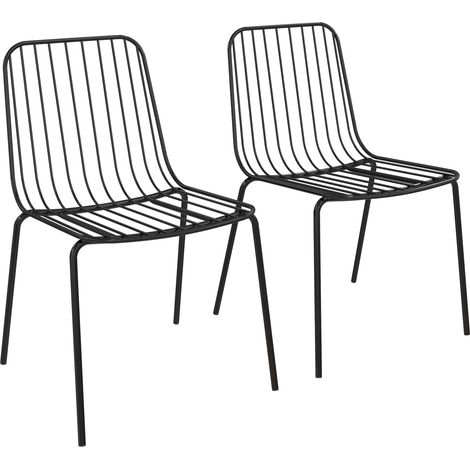 Caden-Paquet de 2 chaises de salle à manger en fil de fer en noir (1/5)