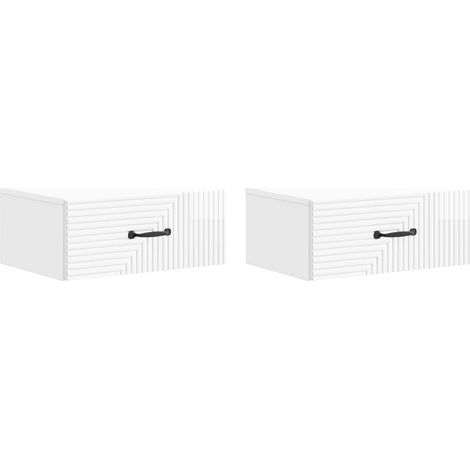 Mesita de Noche de Pared 2 pcs Brillante 49 x 34,5 x 20 cm vidaXL