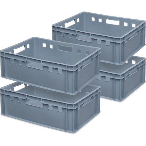 BRB 4 boîtes à viande E2, 600 x 400 x 200 mm, PE-HD, qualité alimentaire, grises (1/3)