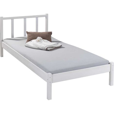 Lit pour enfant en bois coloris blanc, couchage 90 x 200 - longueur 208 x profondeur 96 x hauteur 80 cm (1/2)