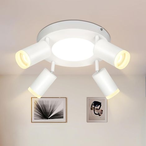 ZMH Plafonnier LED Spot de Plafond 4 Ampoules - Plafonnier Blanc 3000k Spot de Plafond GU10 Lampe de Chambre Lampe de Cuisine Ronde 20W Pivotant pour Salon Couloir [Classe énergétique F] (1/5)