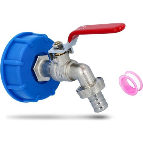 Bouchon fonctionnel avec robinet métallique pour jerrican, bidon et conteneur IBC 3/4'' (Ø 61 mm)
