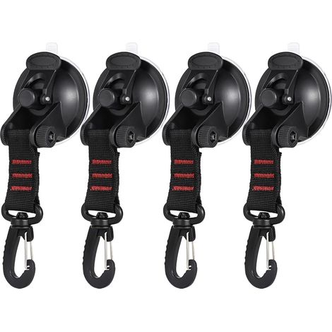 BRAVIX 4 Pièces Ancre à Ventouse avec Fixation du Crochet d'Arrimage, Crochet de Fixation de Ventouse Auvent pour Tentes Latéral de Voiture Accessoire de Bâche de Camping