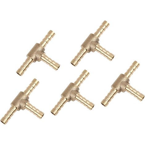 Barbillon Tuyau Raccord 3 Voie T Connecteur 5mm pour Voiture Laiton (Ensemble de 5) (1/5)