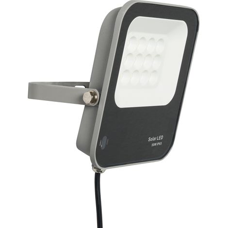Litecraft Dwight Flood Light 50 Watt LED Outdoor Fitting With Solar Panel - Grey (1/5)