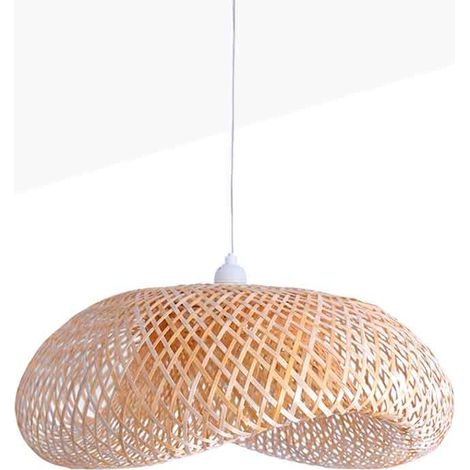 Barcelona Led – Suspension en osier Vimet Lite – Ø 590mm – Hauteur réglable jusqu'à 1,3m – Acceptant ampoule E27 jusqu'à 60W – Finition blanche