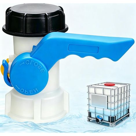 Vanne Cuve 1000L Plastique, Adaptateur de Réservoir d'eau IBC DN40 62mm, Raccord Cuve 1000 litres pour Robinet de Vidange, Citerne de Pluie, Bidon (1/5)