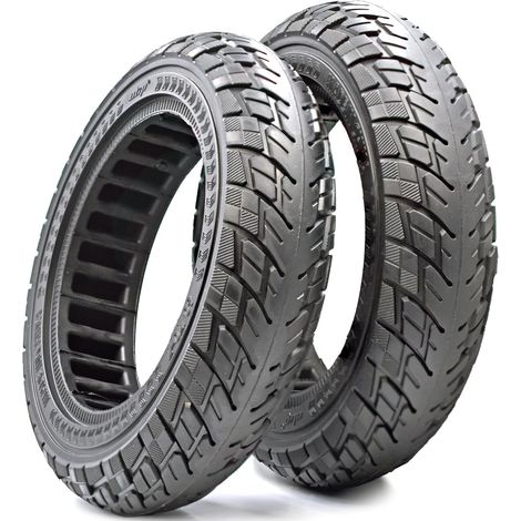 Lot de 2 pneus pleins 10 pouces pour Xiaomi Pro 4 Trottinette électrique en caoutchouc 60/70-7.0 (Noir) (1/5)