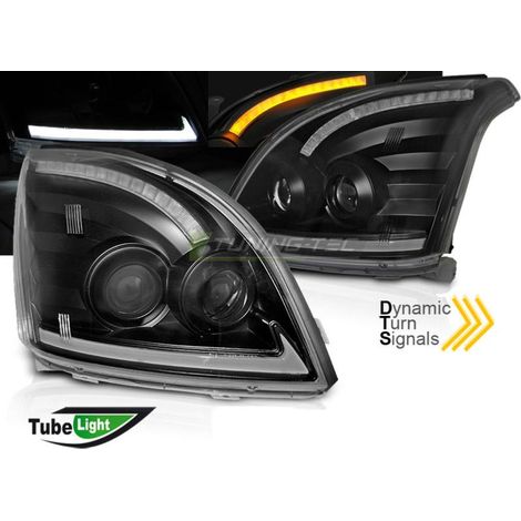 Paire feux phares Toyota Land Cruiser 120 03-09 TubeLight Led Noir-33023245 (1/4)