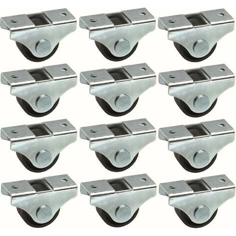 12 ruedas universales para muebles de 25 mm, color negro, para cama, armario, carrito, contenedor, mesa de almacenamiento (1/3)