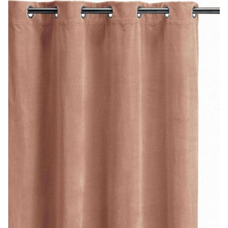 VIVARAISE - Rideau uni Vivaraise Elise en velours coton 100% - Couleur Epice - 140 x 280 cm (1/2)