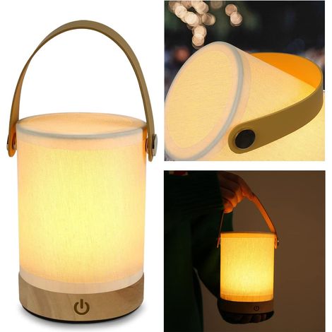 ZMH Lampe de chevet tactile LED Lampe de bureau - Lampe de bureau à intensité variable sans fil avec batterie rechargeable alimentée par USB Lampe de nuit portable moderne - 22x10x14.5cm