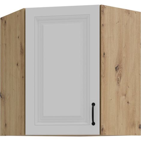 Eckhängeschrank 60x60 cm Stilo Weiss Eiche Artisan Küchenzeile Küchenblock Küche