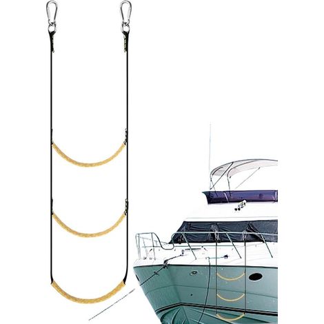 Escalera de cuerda para barcos - embarque seguro - diseño plegable - 55 cm de ancho - negra (1/5)