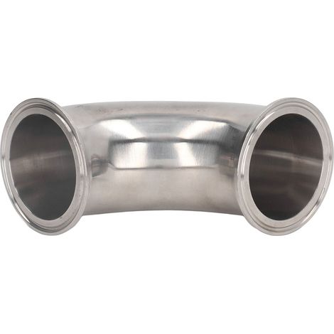 Coude Sanitaire 90° en Acier Inox 304, Manchon 76 mm pour Conduites Haute Pression (1/5)