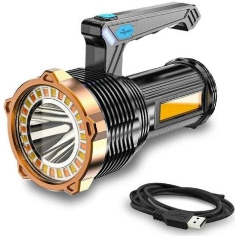 LED-Taschenlampe, extrem leistungsstarke tragbare COB-LED-Taschenlampe, wiederaufladbare Arbeitsleuchte mit 8 Modi, Außenbeleuchtung, Scheinwerfer, Camping, Wandern, Notlicht [Klasse] (1/4)