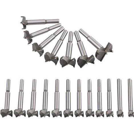 19PCS Wood Drill Bits (10MM - 40MM) Carbide Cutter, For Installing Spherical Doors, Drawers, Shaping Bits, Drill Bits for Making Clean, Flat Bottom Holes in Wood (1/5)