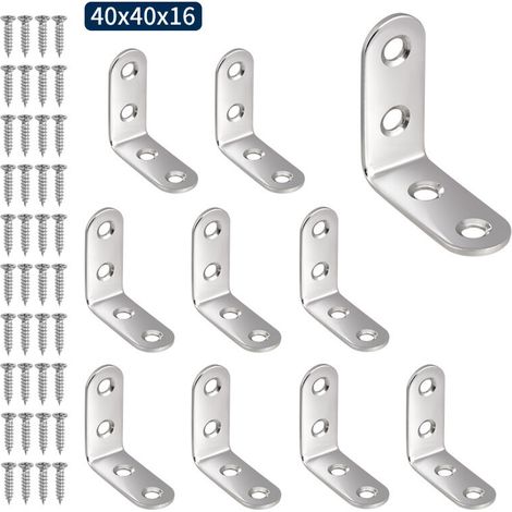 50 Pcs Équerres de Fixation, Équerre Angle en Acier Inoxydable 90 Degrés à Angle Droit - 40 x 40 x 16MM de Fixation pour Armoire de Meubles de Chaise en Bois (1/5)