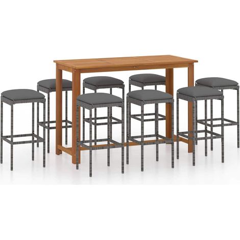 Maison Exclusive - Set da Bar da Giardino 9 pz con Cuscini Grigio (1/5)