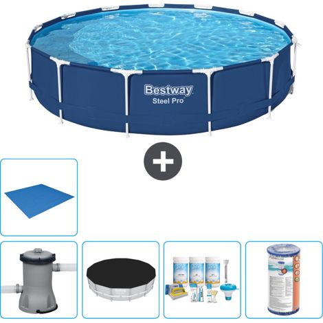 Piscine Bestway Ronde Steel Pro - 396 x 84 cm - Bleue - Comprend des Accessoires CB11 (1/5)