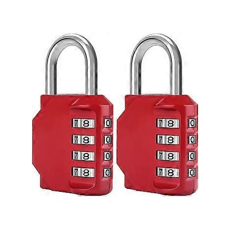 [2 Stück] 4-stellige Zahlenschlösser, wasserdichtes Zahlenschloss, wasserdichter Metall- und Stahl-Zahlenverschluss – Rot (1/5)